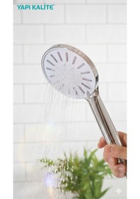 Resim Krom Işıltılı/beyaz Başlıklı, Zambak Rengi Detayları İle 3 Fonksiyonlu Kaliteli Ve Dayanıklı El Duşu Krom 