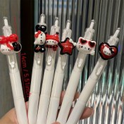 Resim 6'lı Sanrio Hello Kitty plastik jel kalem seti, rastgele desenli, sevimli çizgi film uçlu ve 0.5mm hızlı kuruyan ucu ile ofis kullanımı veya hediye için ideal 