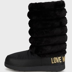 Resim Love Moschino Logolu Yumuşak Dokulu Kapitone Kar Botu, Siyah, 35-36 