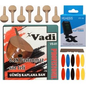 Resim Vadi 0.18 Kısa Sap Gümüş Kaplama Bağlama Teli 5'Li Ekonomik Set 