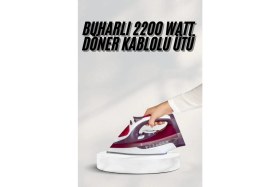 Resim TKÇ Yeni Nesil Kırmızı Buharlı Ütü 2200 Watt Seramik Tabanlı Yüksek Buhar Gücü 