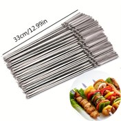 Resim 50/30 Adet Paslanmaz Çelik Ağır Hizmet Tipi BBQ Et Kebabı Şişleri, Çoklu Askılı - Shish Kebap, Sosis, Tavuk, Dana Eti için Sağlam Asma Şişleri ile Dayanıklı, İnce ve Rust Özellikli Mangal Şiş Seti. (Açık Havada Barbekü, Kamp, Piknik) 