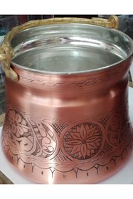 Resim Ustası Antepte Bakır Işlemeli Eskitme Rose Yoğurt Bakır Bakraç 3 Lt 