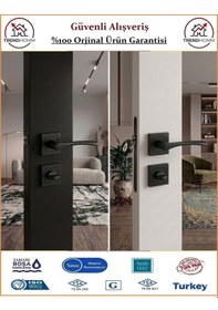 Resim Trendhomm Bravo Rozetli İç Kapı Kolu - Mat Siyah - Wc Banyo 