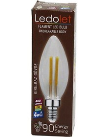 Resim Ledolet 4w 45w - E14 Mum Flament Led Rustik Ampul 400lumen 