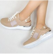 Resim Bej Rengi Fileli Ortopedik Spor Sandalet Kahverengi 