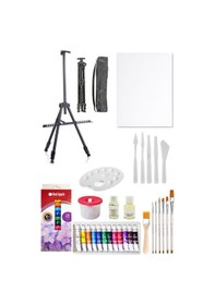 Resim 3 Ayaklı Metal Şövale Red Apple 12'li Yağlı Boya Seti Plastik Spatül Seti 