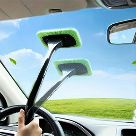 Resim Uzun Saplı ve Ultra İnce Lifli Ped ile 1 Adet Araba Cam Temizleme Fırçası - Iz Bırakmayan Ön Cam, Pencere, Dikiz Aynası İç Temizlik Aracı - Dayanıklı Plastik Ergonomik Tasarım Araç Detaylandırma & Ev Kullanımı için Etkili Temizlik Aracı | Kolay Tutuş Malzemesi, Araba Temizlik Aksesuarları 