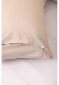 Resim %100 Bej Pamuklu 2'li Yastık Kılıfı 