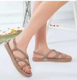 Resim Hasır Bej Kadın Sandalet 