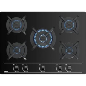 Resim Teka Gbc 75030 Bk Siyah 70 Cm. 5 Gözlü Gazlı Ankastre Cam Ocak 