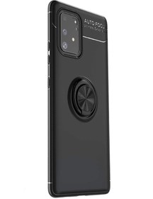 Resim Microcase Samsung Galaxy S10 Lite Focus Serisi Yüzük Standlı Silikon Kılıf - Siyah 