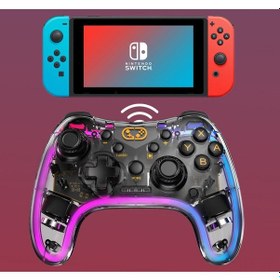 Resim Hangfox Nintendo Switch Uyumlu Kırmızı Mavi Rgb Işıklı Kablosuz Abs Joystick Pro - Ce, Rohs Onaylı 