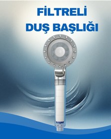 Resim Filtreli Duş Başlığı Su Arıtmalı, Klor Ve Kireç Önleyici, Yüksek Basınçlı Krom 