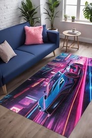 Resim Cartense Şönil Oyuncu Odası Halısı Kaymaz Pamuk Tabanlı Yıkanabilir Antibakteriyel Gamer, Gaming Halısı 160x230 