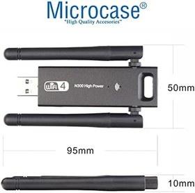 Resim Microcase 2.4G 300Mbps USB 3.0 Wifi Adaptör Çift Anten - AL3097 