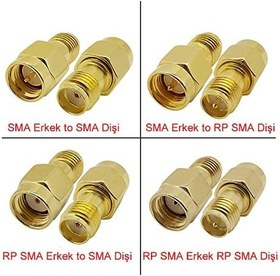 Resim RP SMA Erkek to RP SMA Dişi Adaptör Soket Altın Kaplama Soket 0-6GHz RF Wi-Fi Anten FPV Lora Helium Router Modem Koaksiyel GPS GSM GPRS 