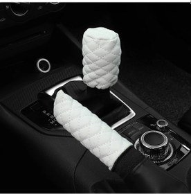 Resim 2 Parçalı Pu Deri Nakış Yeni Stereoskopik El Freni Seti Dişli Seti Manuel Araba Whıte Whıte 