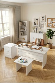 Resim Robin Home Ofis Masa Çalışma Masası Takımı Beyaz 