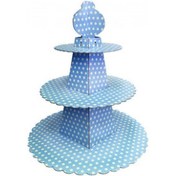 Resim Cup Cake Standı Piramit Modeli Puantiyeli Mavi Pk:1 