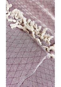 Resim Dama Desen Dokuma %100 Pamuklu Çok Amaçlı Pike Koltuk Örtüsü 180x230 Bordo 