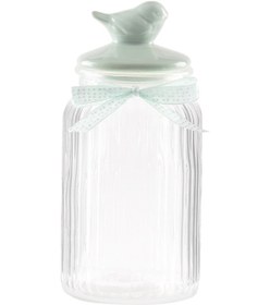 Resim Kuşlu Kavanoz Silindir - Mint Yeşili - 1300 Ml 8684427063545 Yeşil 