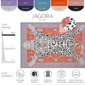 Resim Cool Halı Jagora Leopar Kaplan Desen Vintage Kırmızı Şönil Halı Yıkanabilir Leoparlı Dekoratif Halı 