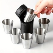 Resim 5'li Set, Pratik Seyahat Paslanmaz Çelik Mini Bardak Takımı, 30ml Taşınabilir İçecek Kabı, Piknik ve Parti Dekoru, Parti Malzemeleri 