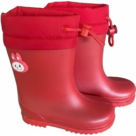 Resim Belix Konçlu Peluşlu Emojili Kız Çocuk Yağmur Çizmesi 26-35 Kırmızı Kırmızı 