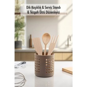 Resim Kiraz Çiçeği Butik Vizon Silindir Dik Kaşıklık & Tezgah Üstü Düzenleyici & Servis Standı 