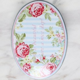 Resim Kahverengi Metal Oval Saklama Kutusu, Şık ve Pratik Depolama Çözümü 