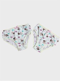 Resim elmas kids Kız Çocuk %100 Pamuklu Yeşil Çiçek Bulut Desenli 2li Slip Külot 