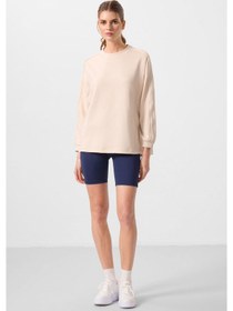 Resim Tommylıfe Bej Yumuşak Dokulu O Yaka Oversize Kadın Tunik Sweatshirt - 97303 