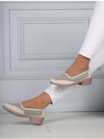 Resim Royallıno Moda Kadın Yazlık Topuklu Mokasenler 212929520 Bej 