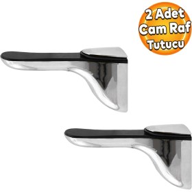 Resim Badem10 Penguen Ayarlanabilir Etajer Cam Tutucu Ahşap Raf Tutucu Cam Etejeri Krom (1 Çift) 