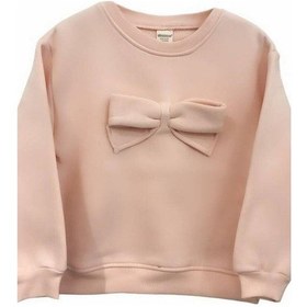 Resim Kız Çocuk Fiyonklu İçi Şardonlu 3 İplik Sweatshirt-15057 SOMON 