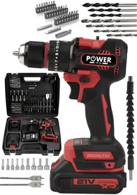Resim POWER BLACK 84 PARÇA DARBELİ ÇELİK MANDREL KÖMÜRSÜZ 21 V 