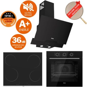 Resim Ferre Fryart&flowart Quantum Sessiz Davlumbaz Elektrikli Siyah Ank. Set (D063-SA + MS261 + QXE62CS) 