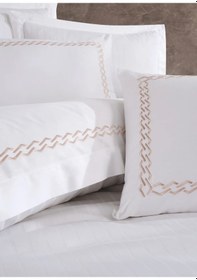 Resim Dantela Nüans Nakışlı Pamuk Saten Çift Kişilik Nevresim Tak-beyaz Beyaz 