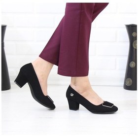 Resim Nesil Shoes Desca 220 Siyah Süet Topuklu Günlük Kadın Ayakkabı-siyah Süet Siyah 