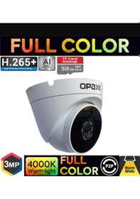 Resim Opax-2553 3mp Ip Tft Card Destegi H.265+3 Warm Lıght Full Color 3,6 Mm Metal Dome Camera 