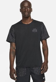 Resim Nike Rise 365 Run Division Short-sleeve Reflectörlü Siyah Koşu Tişörtü 