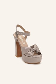 Resim MARCATELLI Bronz Saten Adel Platform Topuklu Ayakkabı 