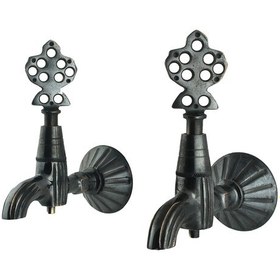 Resim FKN İkili Hamam Taslı Bakır Eskitme Osmanlı Musluk 