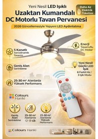 Resim Colours Hanki 52" 5 Kanatlı Aydınlatmalı Uzaktan Kumandalı Tavan Vantilatörü 