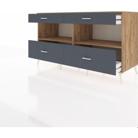 Resim Kronos Konsol 2 Raflı 4 Çekmeceli 176x59x99 Çam-çam/antrasit Çam-çam/antrasit 