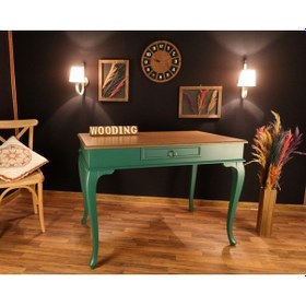 Resim Wooding-Mobilya Wooding 120 Cm Çekmeceli Masif Yeşil Naturel Çalışma Masası 