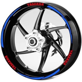 Resim Kırmızı-Yamaha-Yazılı-3-Parçalı-Reflektif -Mavi-Jant-Şeridi 