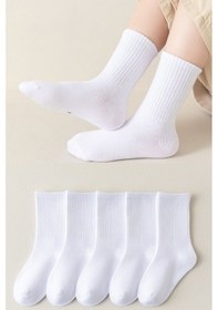 Resim Bgk Unisex Çocuk 5 Çift Kolej Çorap Beyaz 