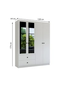 Resim Metalia Gm 079 Novado Aynalı Düğme Kulplu 4 Kapı 2 Çekmeceli Gardırop 